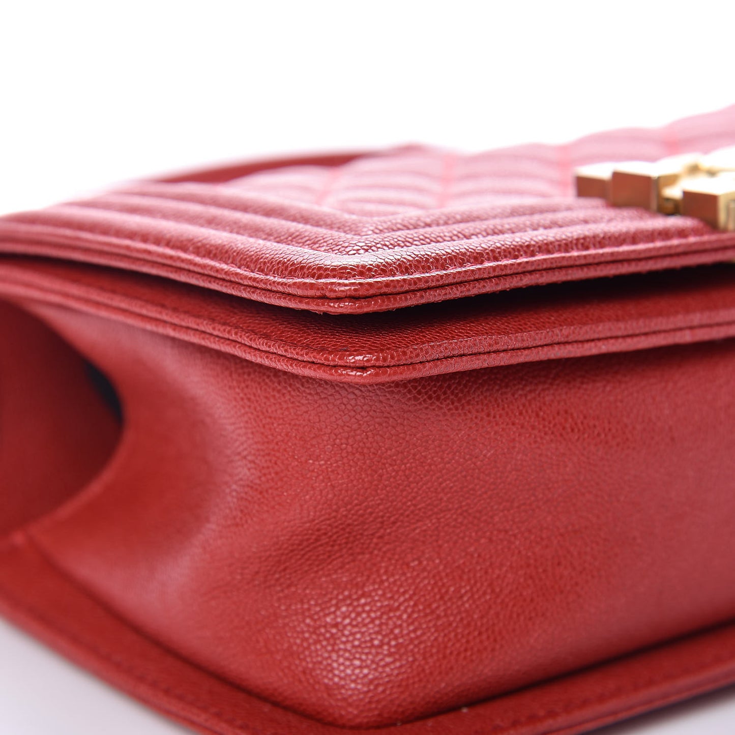 Caviar Quilted Small Boy Flap Red