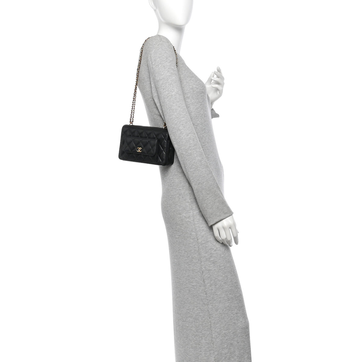 Chanel Caviar Quilted Pocket Clutch With Chain WOC Black 2 of 14