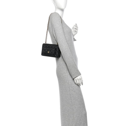 Chanel Caviar Quilted Pocket Clutch With Chain WOC Black 2 of 14