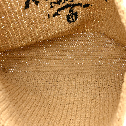 Prada Yarn Raffia Effect Crochet Embroidered Logo Tote Naturale 5 of 10