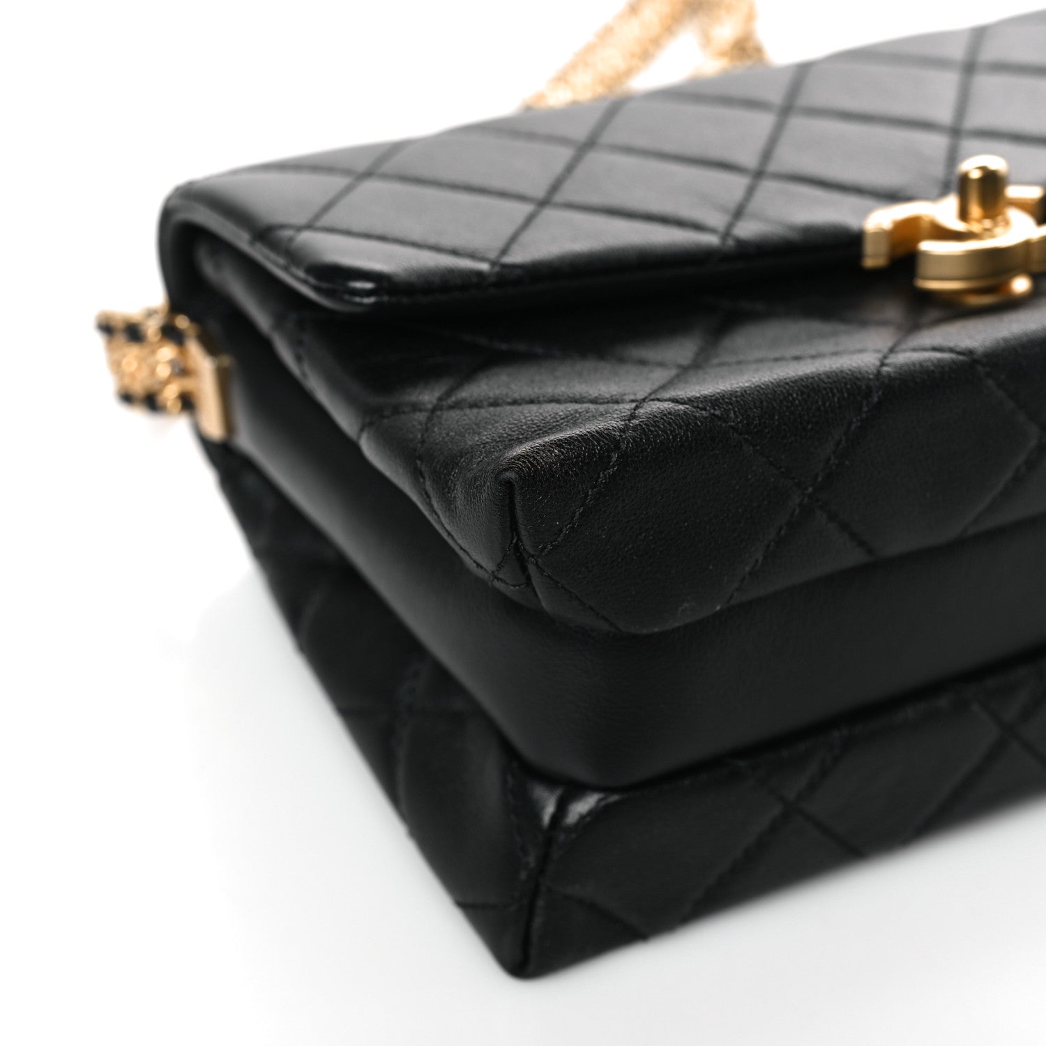 Chanel Calfskin Quilted Mini Chain Strap Flap Black 8 of 9