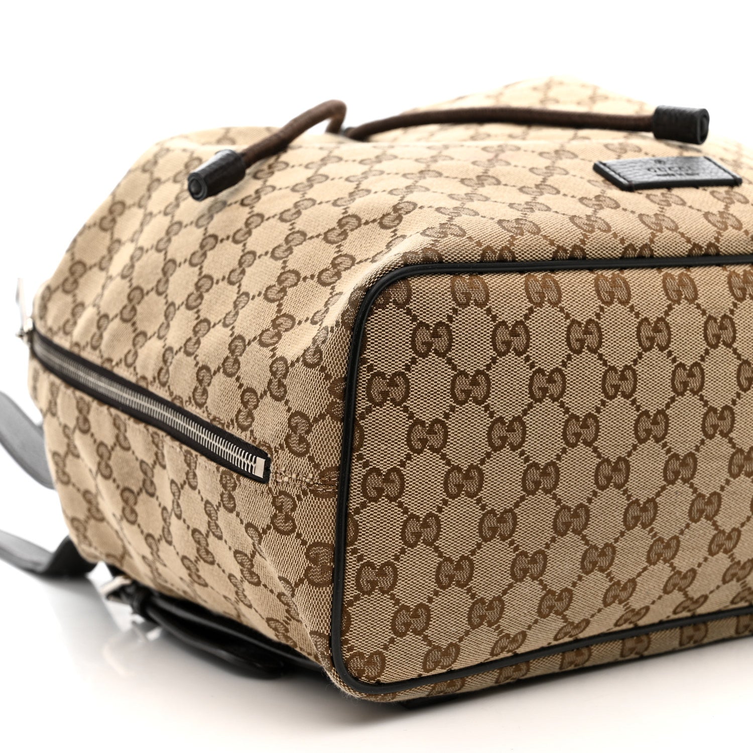 Gucci Monogram Dollar Calfskin O Drawstring Backpack Beige Ebony Testa di Moro Dark Chocolate 9 of 10
