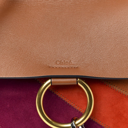 Chloe Calfskin Suede Rainbow Patchwork Medium Faye Shoulder Bag Caramel 9 of 9