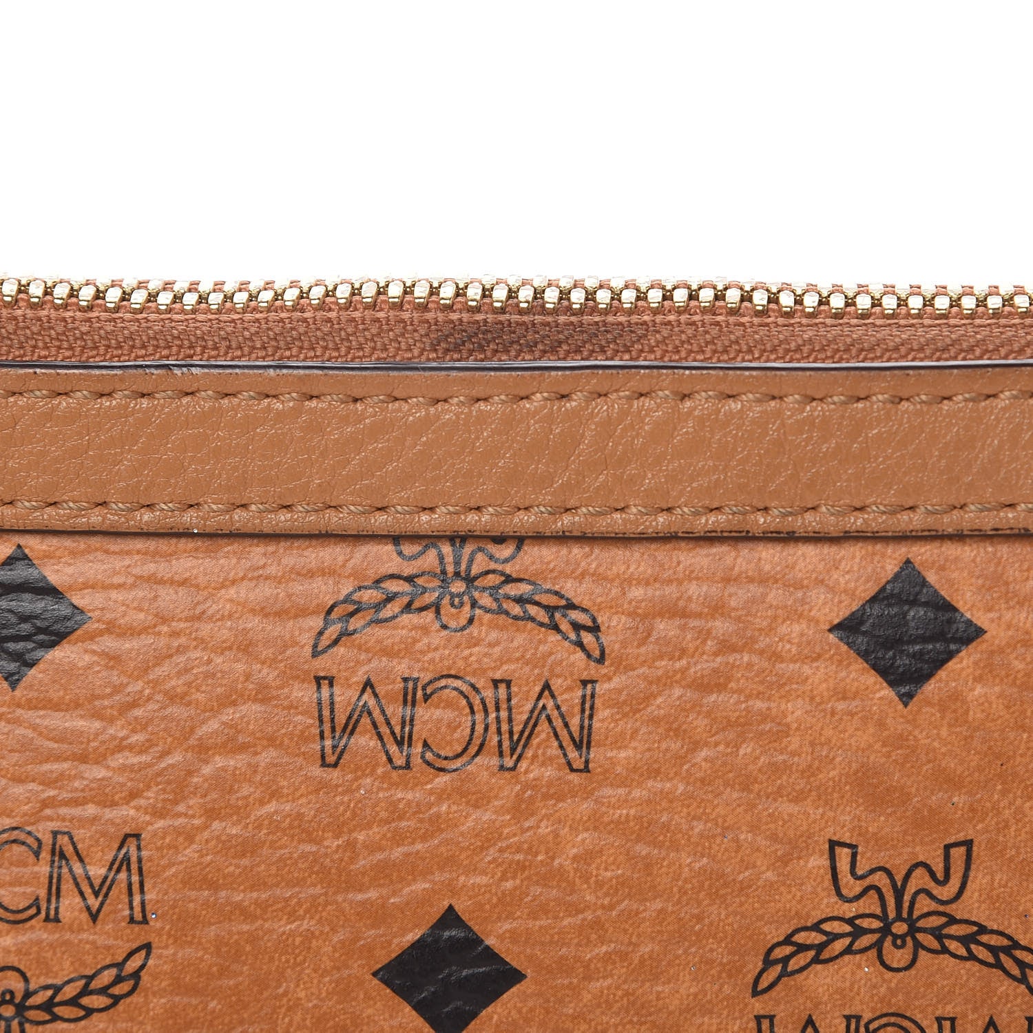 MCM Visetos Liz Shopper Tote Pouch Cognac 10 of 12