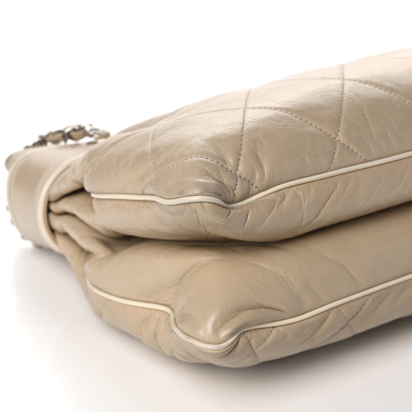 Lambskin Quilted Mademoiselle Accordion Tote Beige