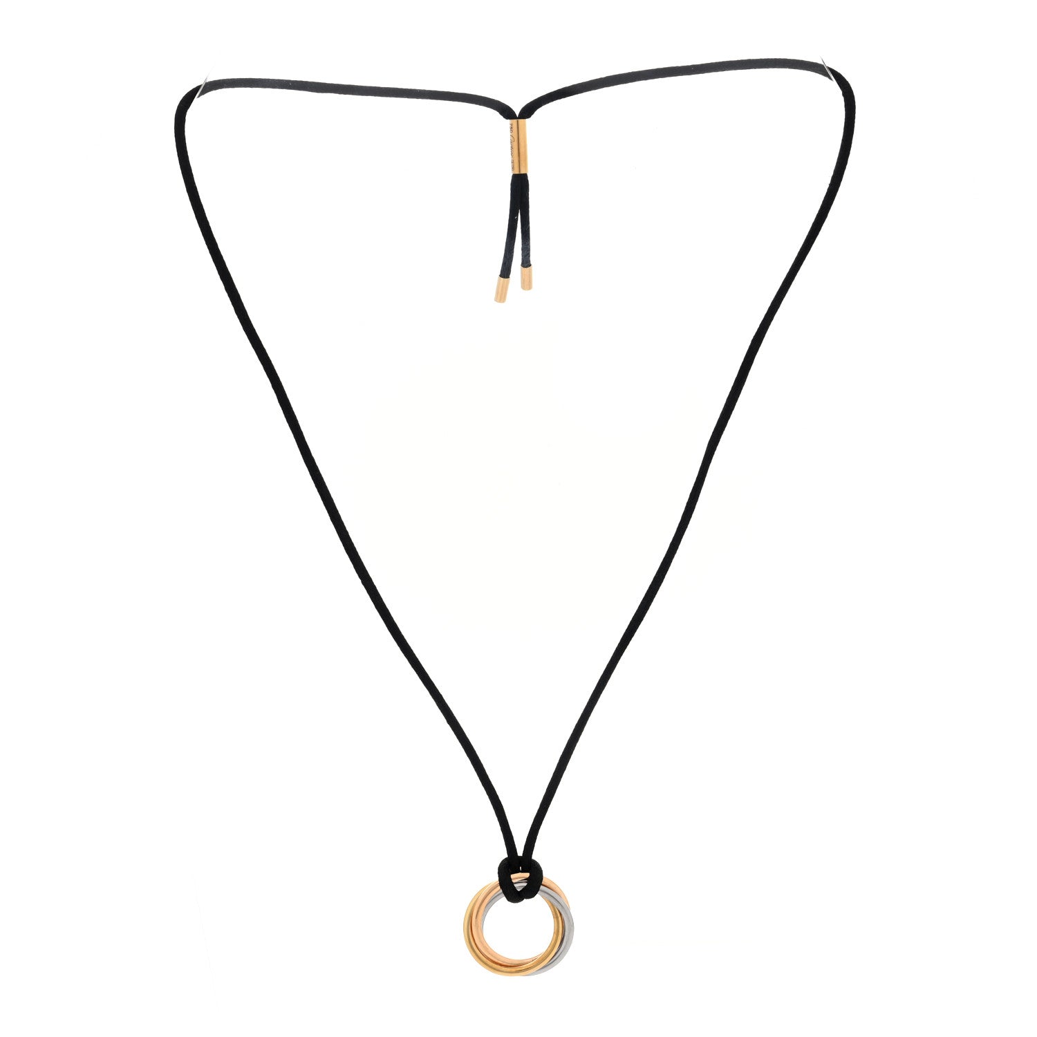 Cartier 18K Pink Yellow White Gold Trinity Cord Necklace 3 of 6