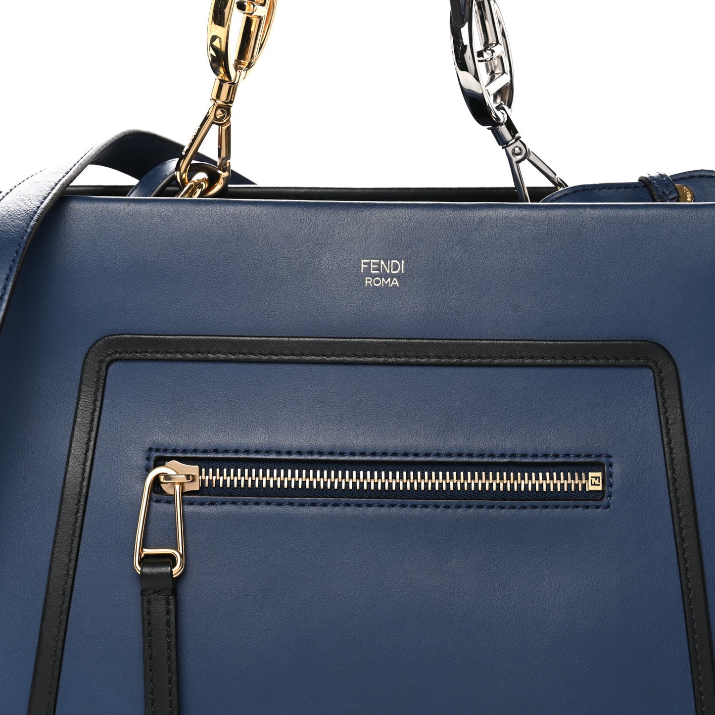 Vitello Century Opaco F is Fendi Bi-Color Small Runaway Satchel Blue Black