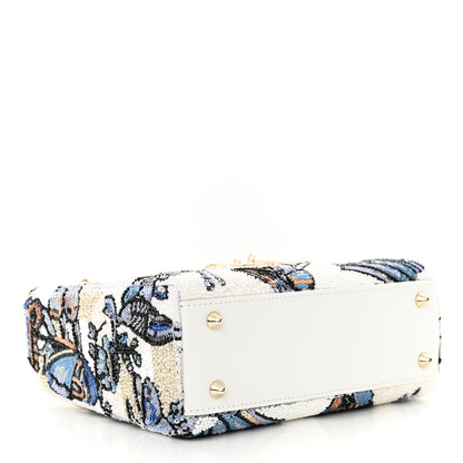 Christian Dior CHRISTIAN DIOR Calfskin Toile De Jouy Beaded Sequin Embroidered Small Mexico Lady Dior White Pastel Midnight Blue 4 of 9