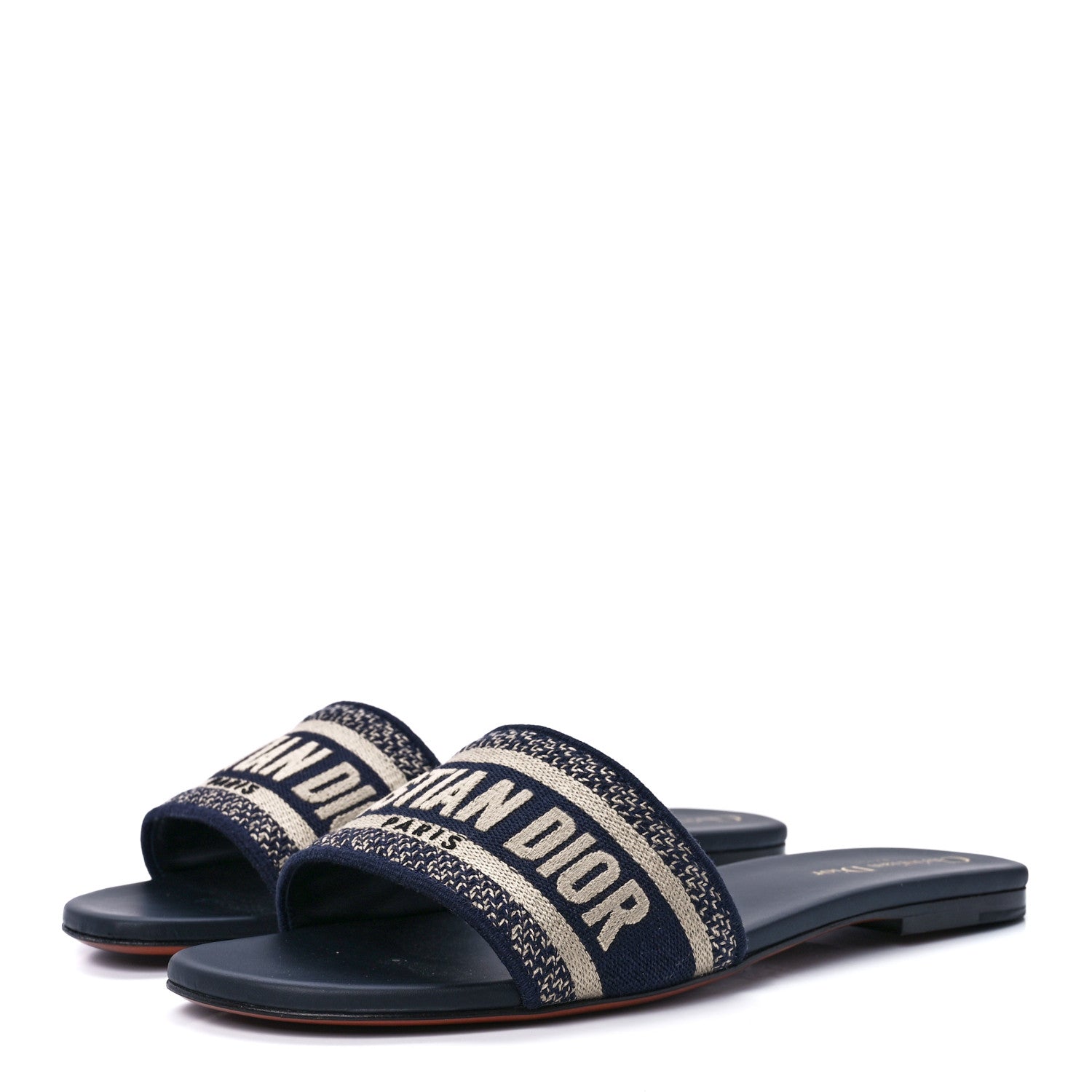 Christian Dior Canvas Embroidered Dway Mules Slide Sandals 40 Deep Blue 3 of 8