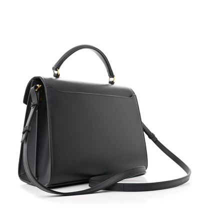 Saint Laurent Grain de Poudre Medium Classic Monogram Cassandra Top Handle Dark Smog 3 of 11