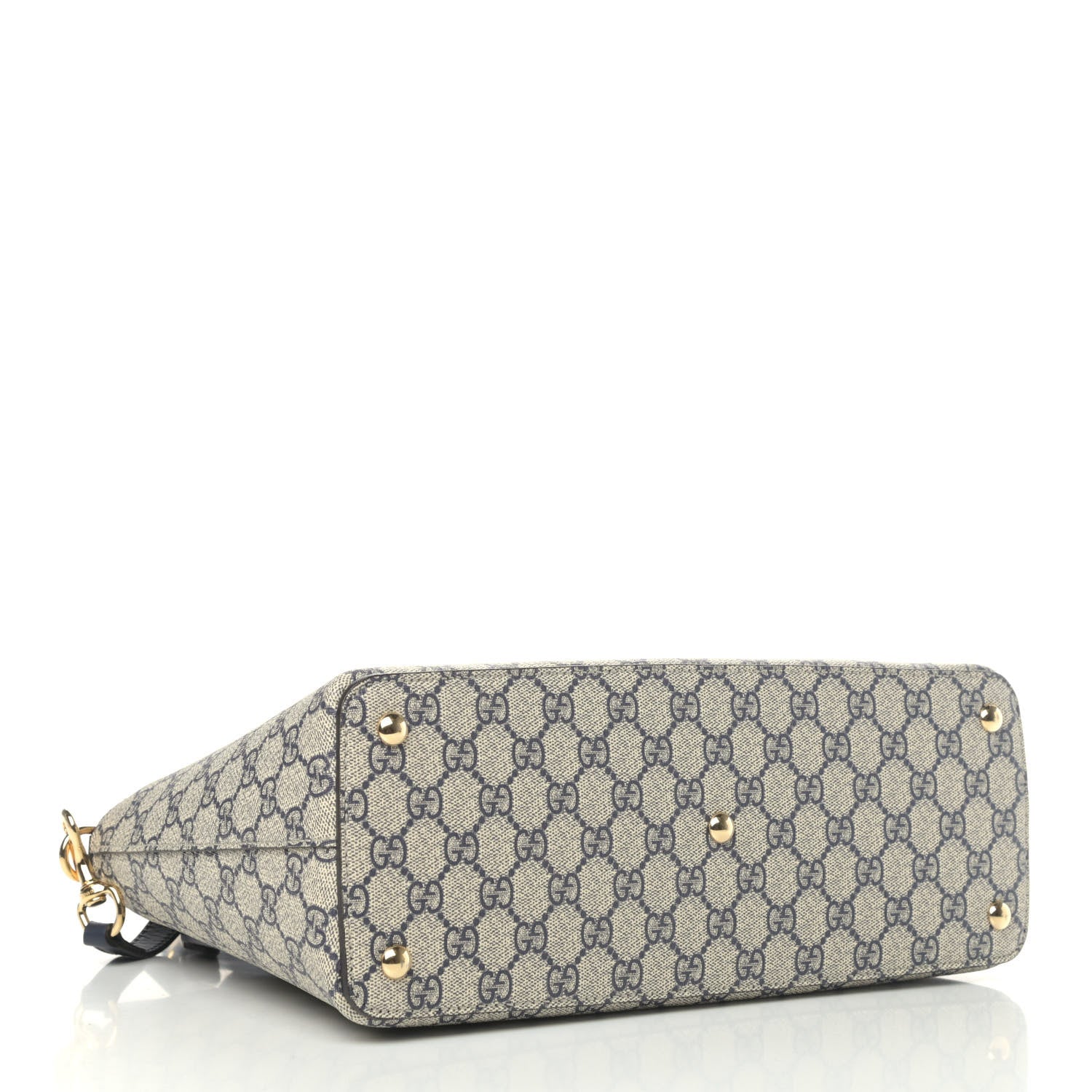 Gucci GG Supreme Monogram Small Zip Top Tote Beige Blue 3 of 4