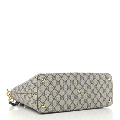Gucci GG Supreme Monogram Small Zip Top Tote Beige Blue 3 of 4