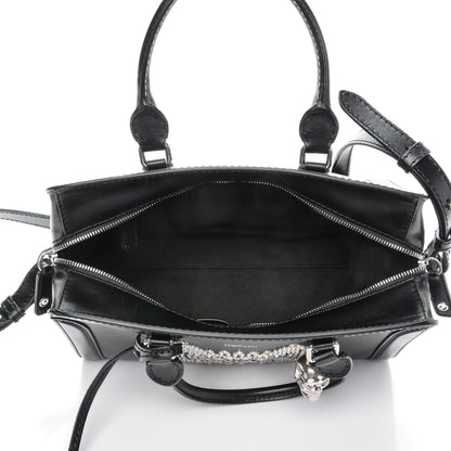 Alexander McQueen Smooth Calfskin Small Star Studded Skull Padlock Zip Around Tote Black 5 of 7