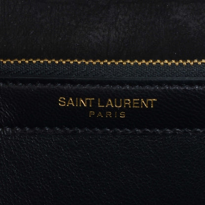 Saint Laurent Crocodile Embossed Nubuck Monogram Chain Wallet in Black 6 of 7