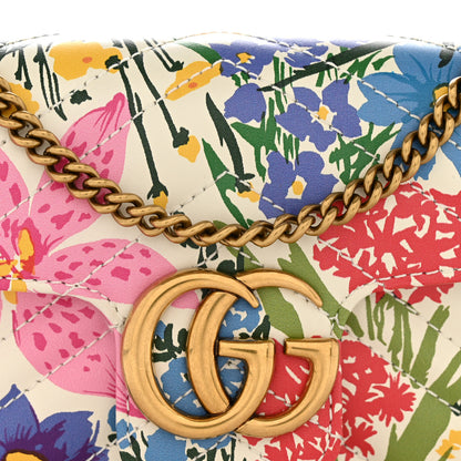 Gucci X KEN SCOTT Calfskin Matelasse Floral Print Super Mini GG Marmont Shoulder Bag Ivory Pink 11 of 12