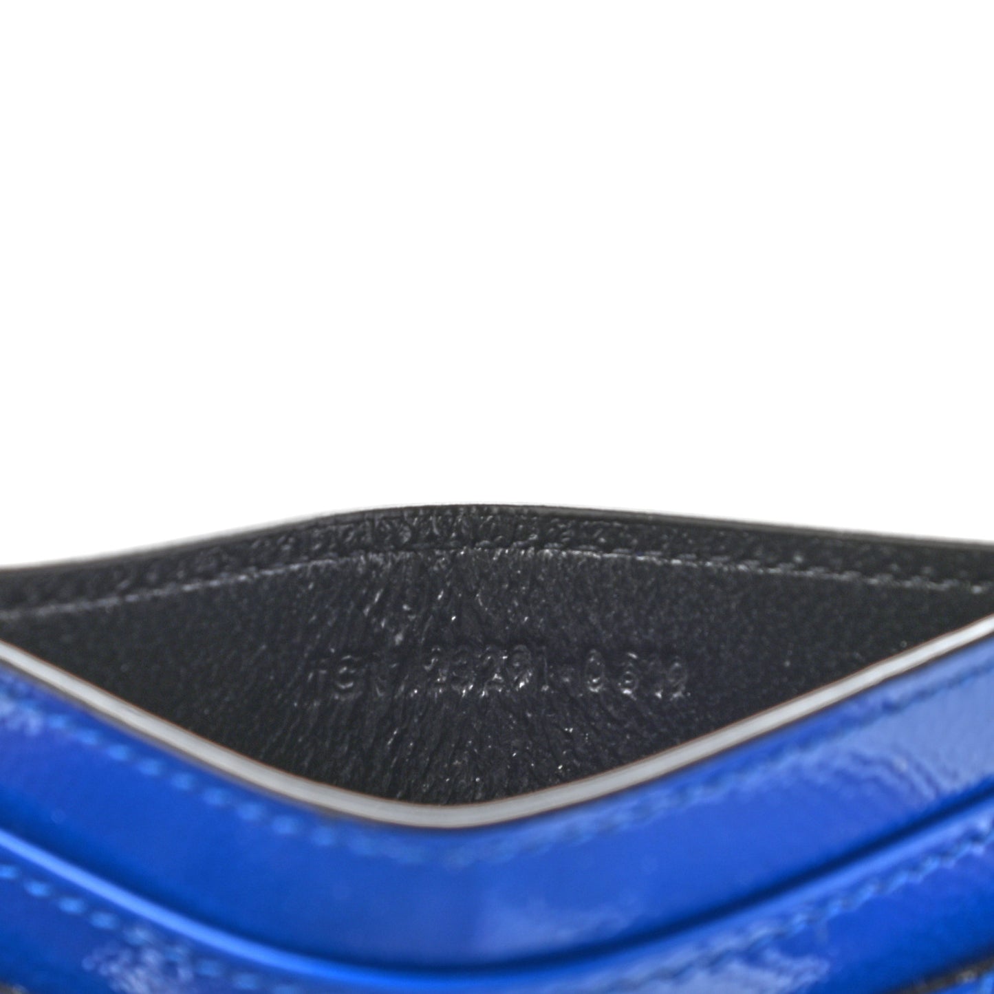 Grain De Poudre Matelasse Chevron Credit Monogram Card Case Blue Majorelle