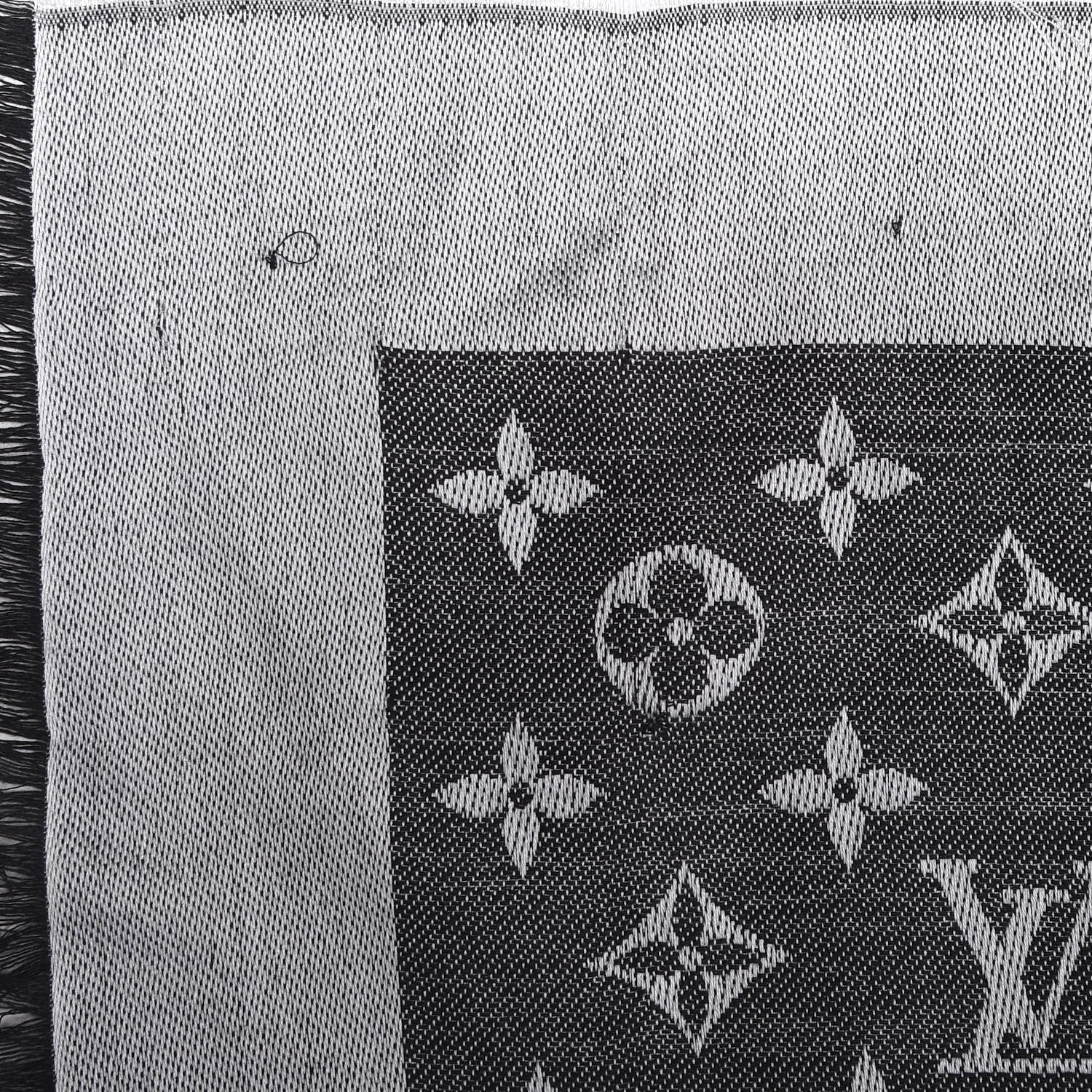 Louis Vuitton Silk Wool Monogram Denim Shawl Black 2 of 4