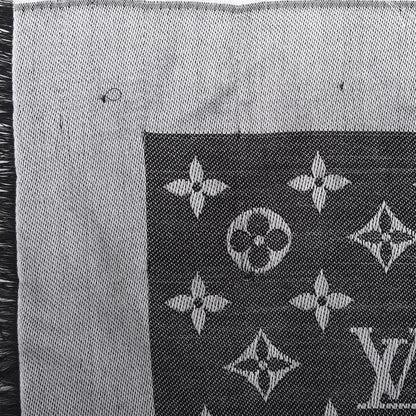 Louis Vuitton Silk Wool Monogram Denim Shawl Black 2 of 4