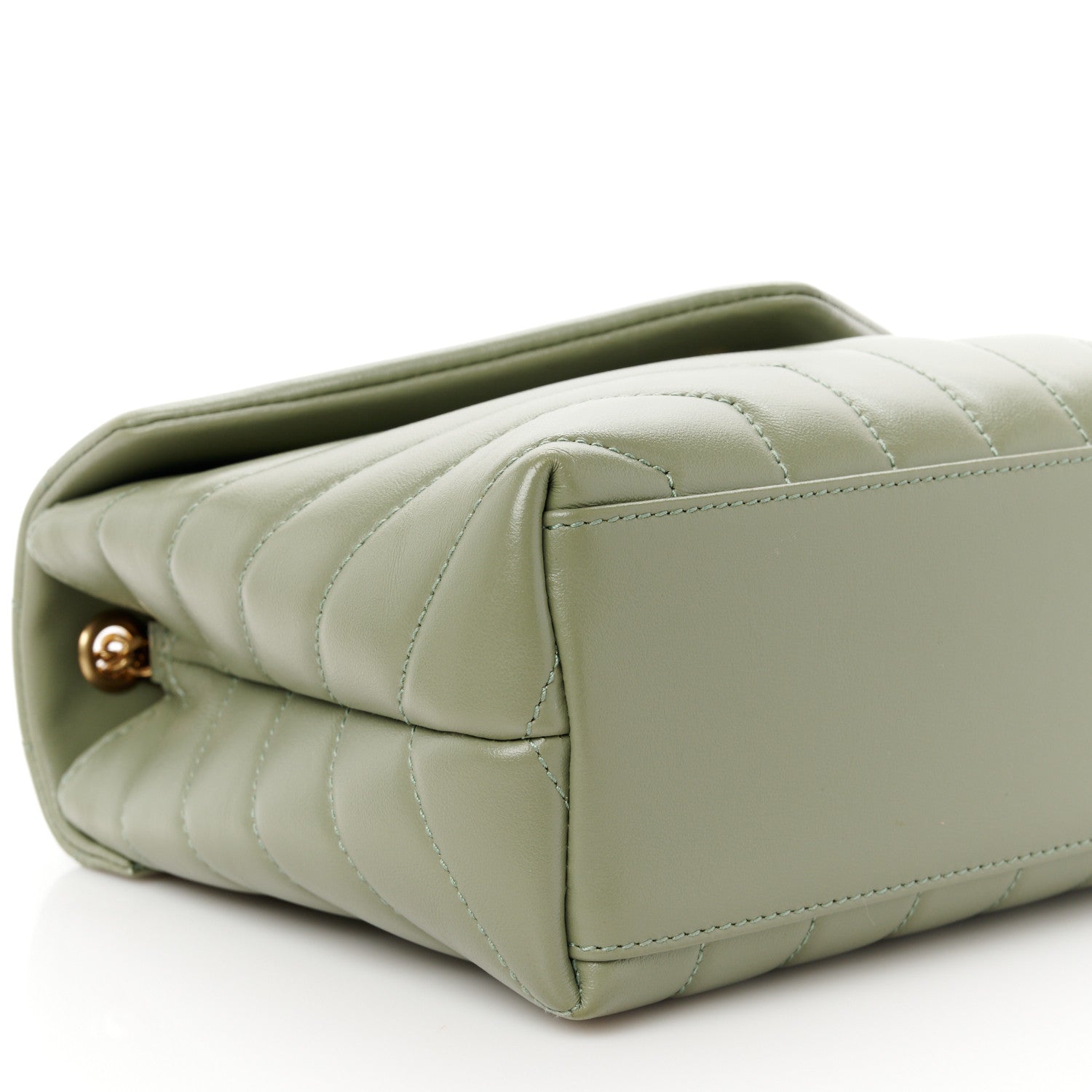 Saint Laurent Calfskin Y Quilted Monogram Small Loulou Chain Satchel Light Sage 10 of 11