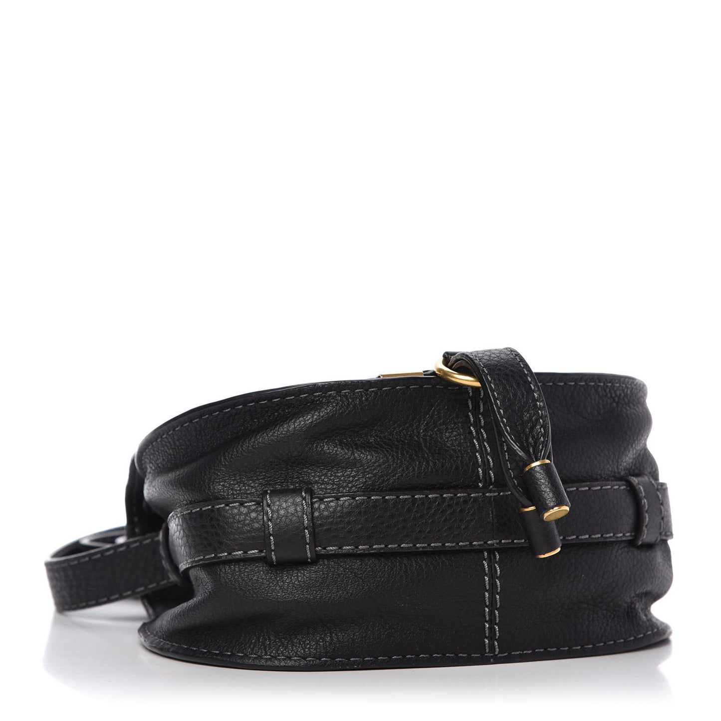 Calfskin Mini Marcie Round Crossbody Bag Black