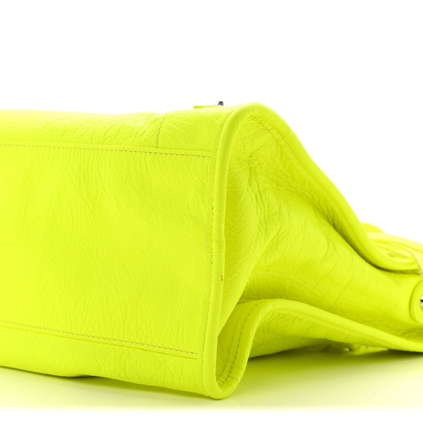 Agneau Classic Silver Hardware City Jaune Fluo