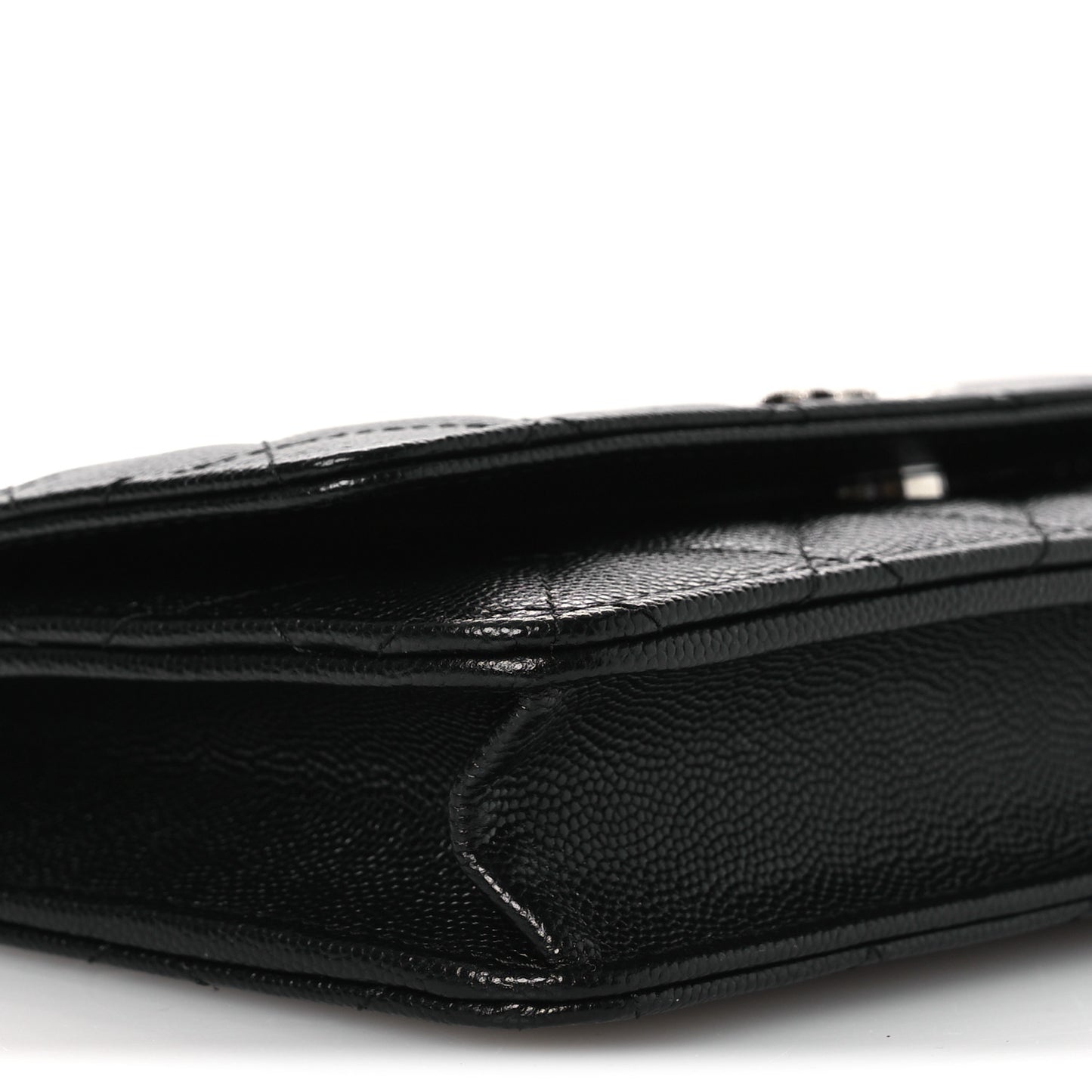 Caviar Quilted Crystal Star Wallet On Chain Black