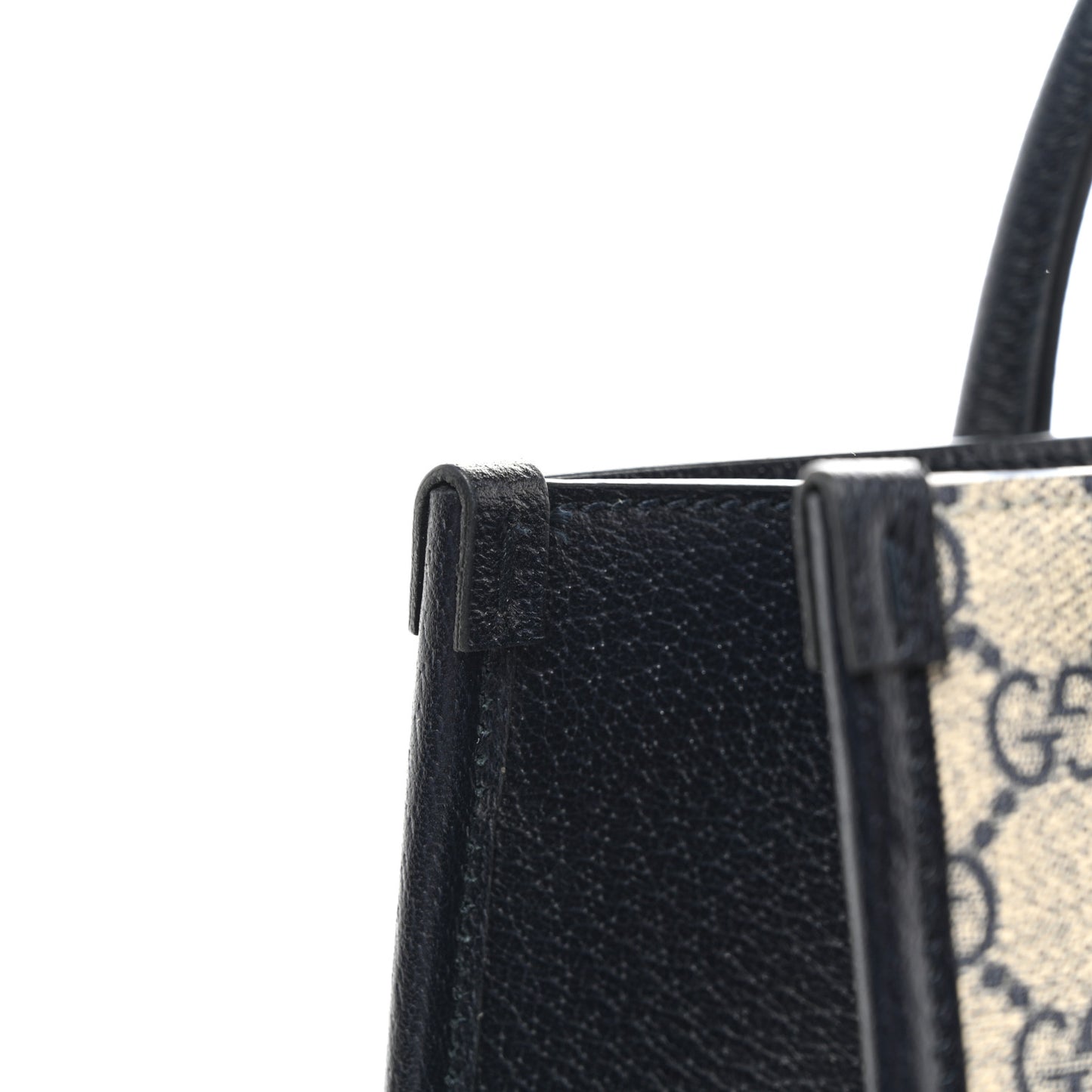 GG Supreme Monogram Textured Dollar Calfskin Small Retro Interlocking G Tote Bag Beige Blue