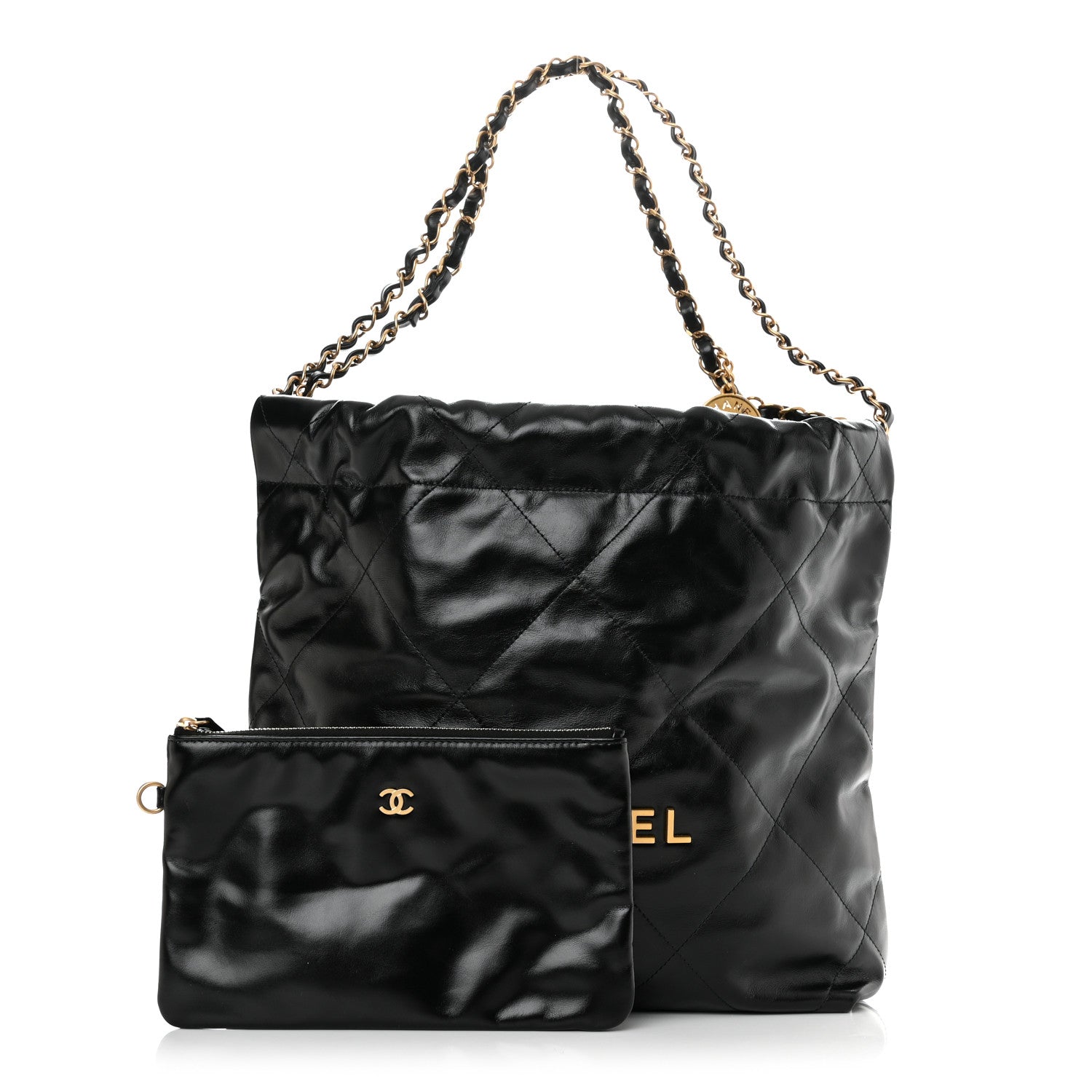 Chanel Shiny Calfskin Quilted Small Chanel 22 Black 1 of 11