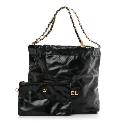 Chanel Shiny Calfskin Quilted Small Chanel 22 Black 1 of 11
