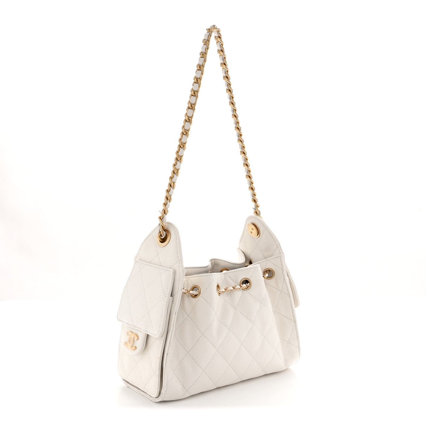 Caviar Quilted Mini Chanel 25 Handbag White