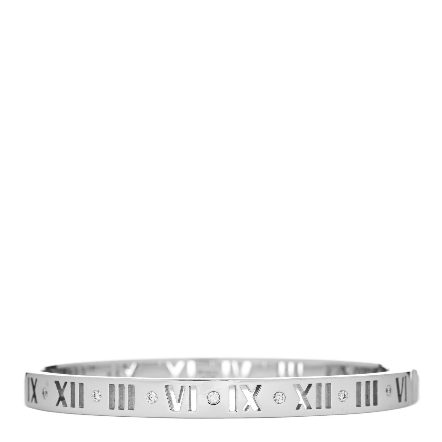 18K White Gold Diamond Atlas Pierced Hinged Bangle Bracelet
