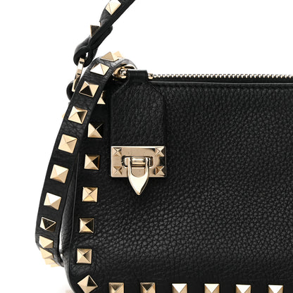 Valentino Garavani Pebbled Calfskin Small Rockstud Flip Lock Shoulder Bag Black 7 of 12