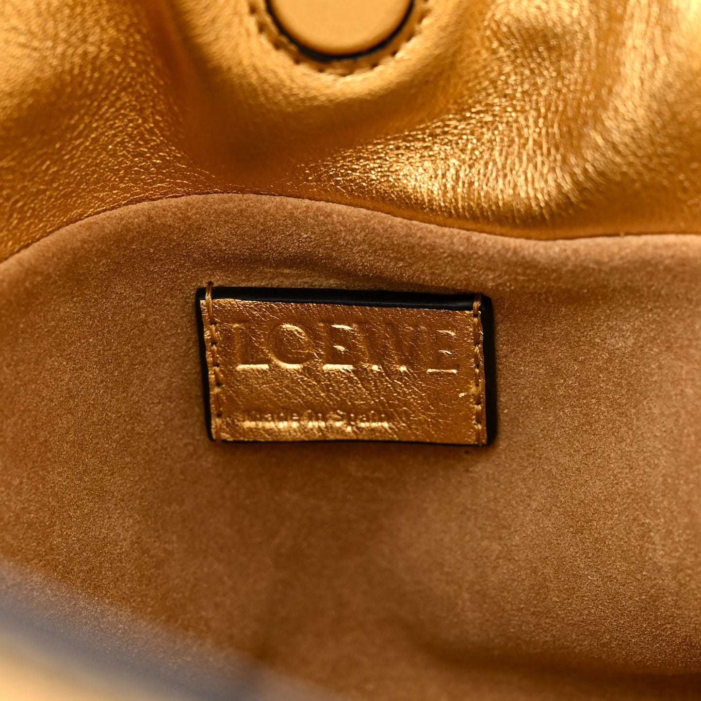 Metallic Calfskin Mini Chain Flamenco Knot Clutch Gold