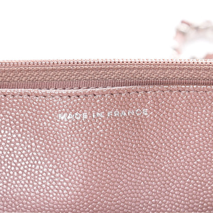 Chanel Metallic Caviar Chevron Quilted Vintage Mademoiselle Wallet On Chain WOC Pink 9 of 11