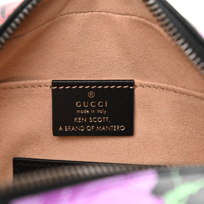 Gucci X KEN SCOTT Calfskin Matelasse Floral Print Mini GG Marmont Chain Shoulder Bag Black Pink 6 of 11