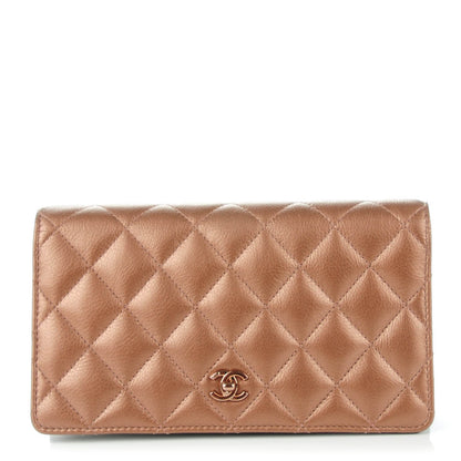 Chanel Iridescent Goatskin Quilted Yen Wallet Copper 1 of 8