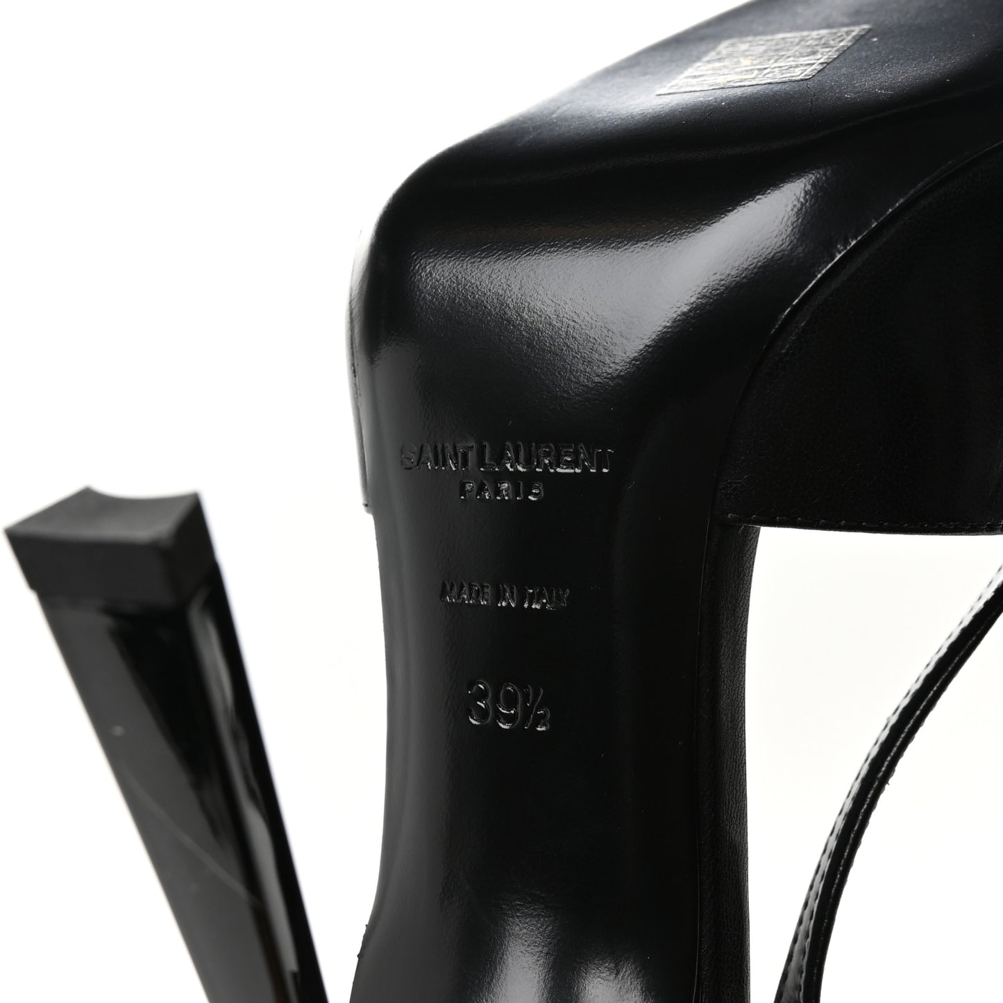 Calfskin Metallic Toe Slingback Strap Heels  39.5 Black