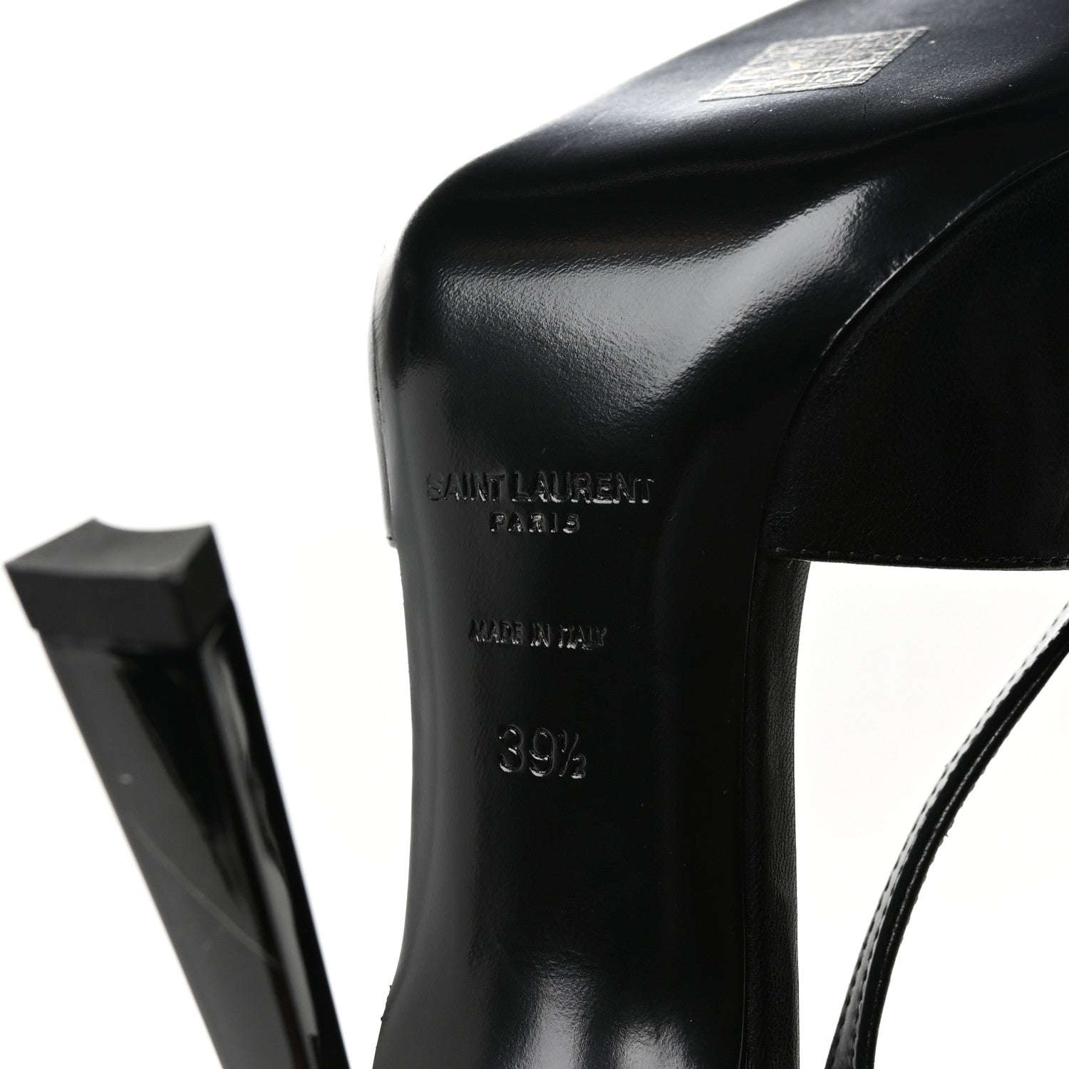 Saint Laurent Calfskin Metallic Toe Slingback Strap Heels  39.5 Black 7 of 8