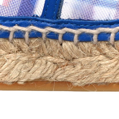 Chanel Mesh Lambskin Plaid Print CC Espadrilles 38 Blue White Red 18 of 20