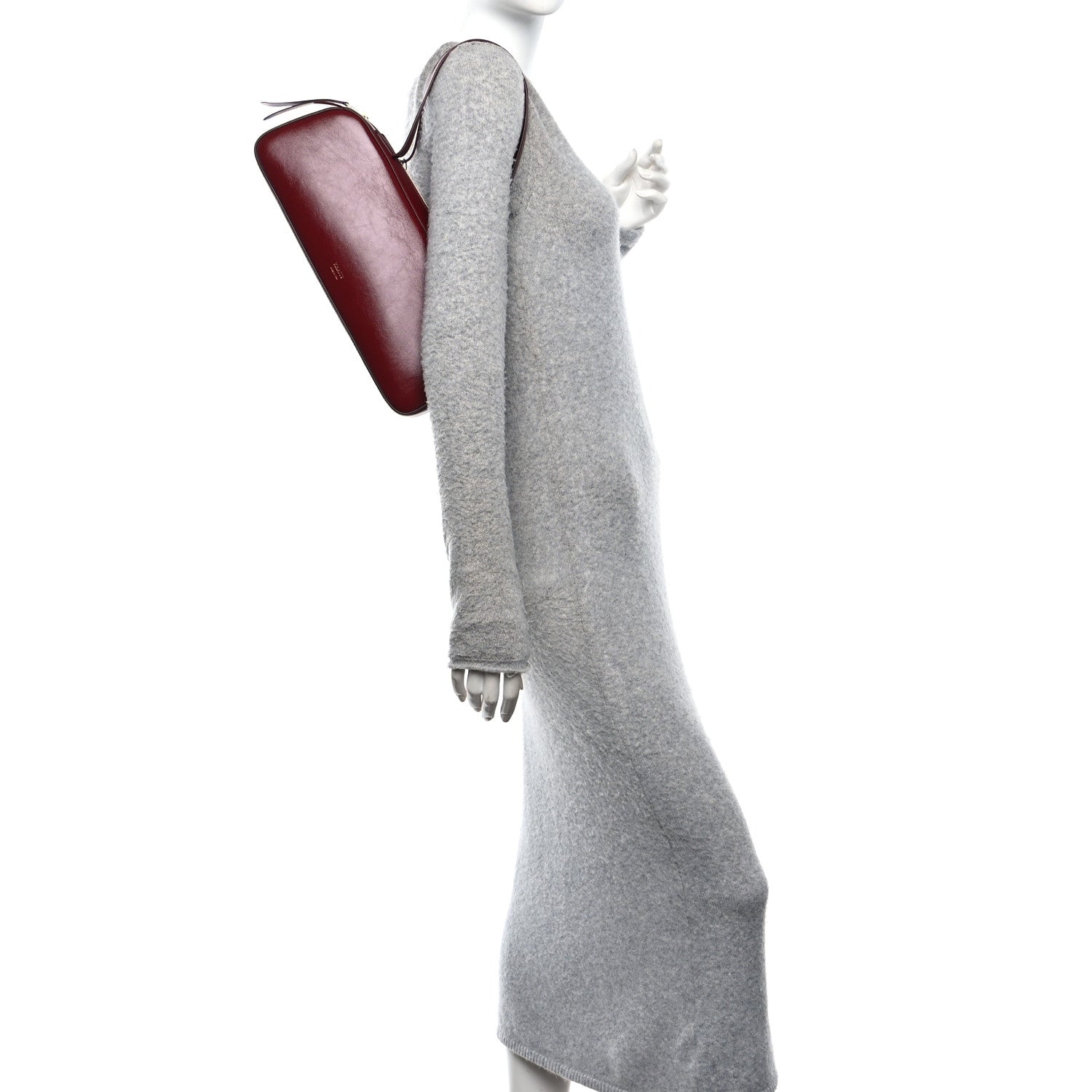 Khaite Crackle Patent Simona Shoulder Bag Oxblood 2 of 9
