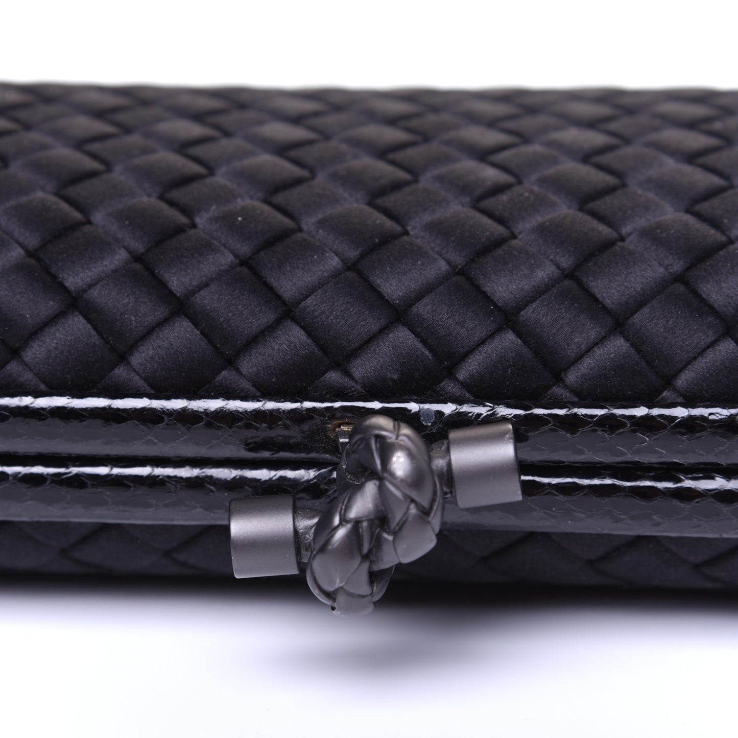 Satin Ayers Intreccio Impero Stretch Knot Clutch Black