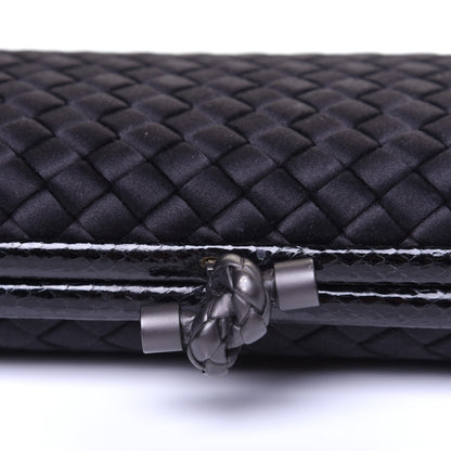 Bottega Veneta Satin Ayers Intreccio Impero Stretch Knot Clutch Black 9 of 10