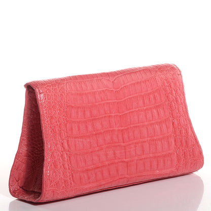 Nancy Gonzalez Crocodile Envelope Convertible Clutch Coral 3 of 8