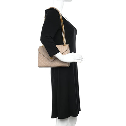 Saint Laurent Grain De Poudre Textured Mixed Matelasse Medium Triquilt Monogram Satchel Dark Beige 2 of 9
