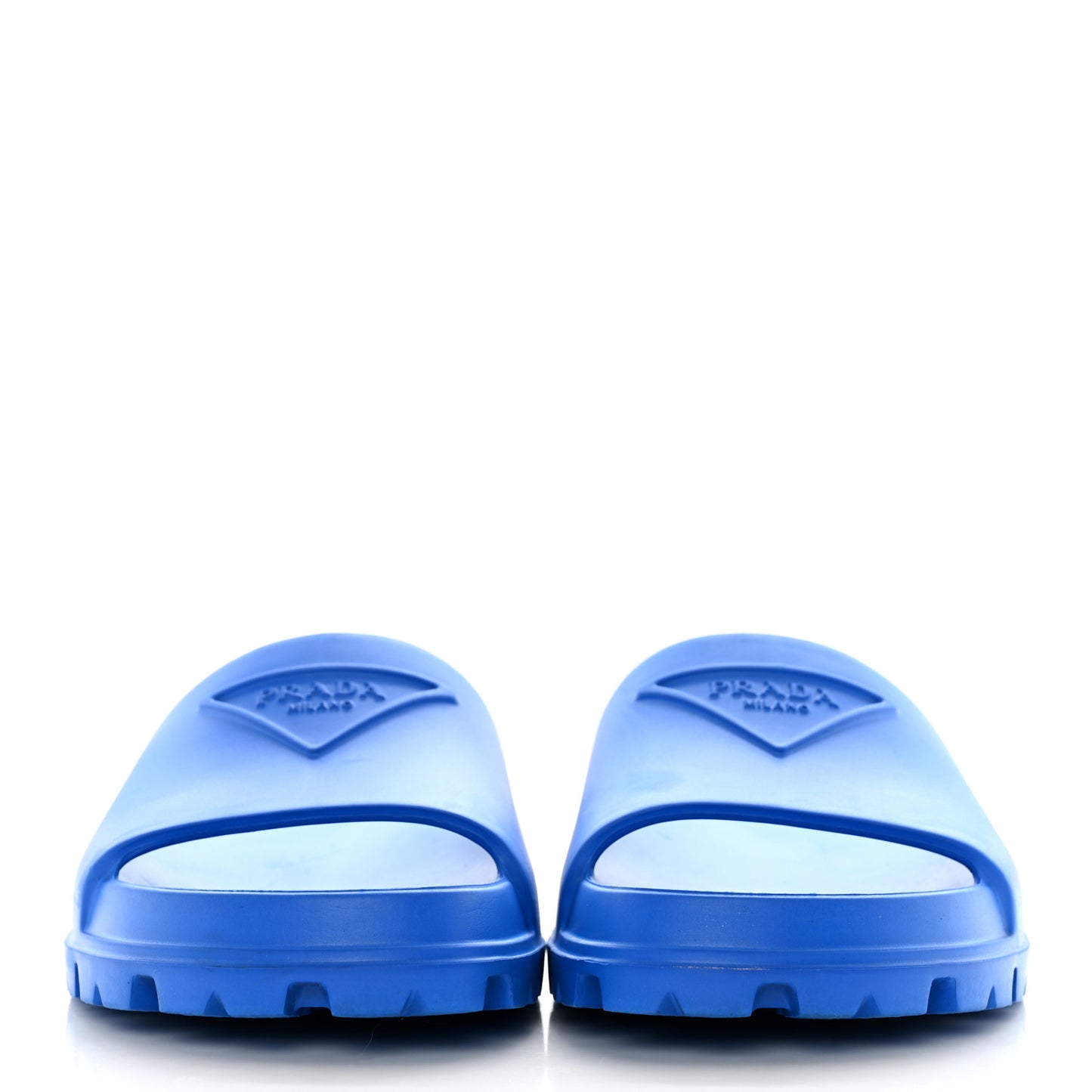 EVA Rubber Triangle Logo Embossed Womens Lug Sole 20mm Slide Sandals 39 Azzurro