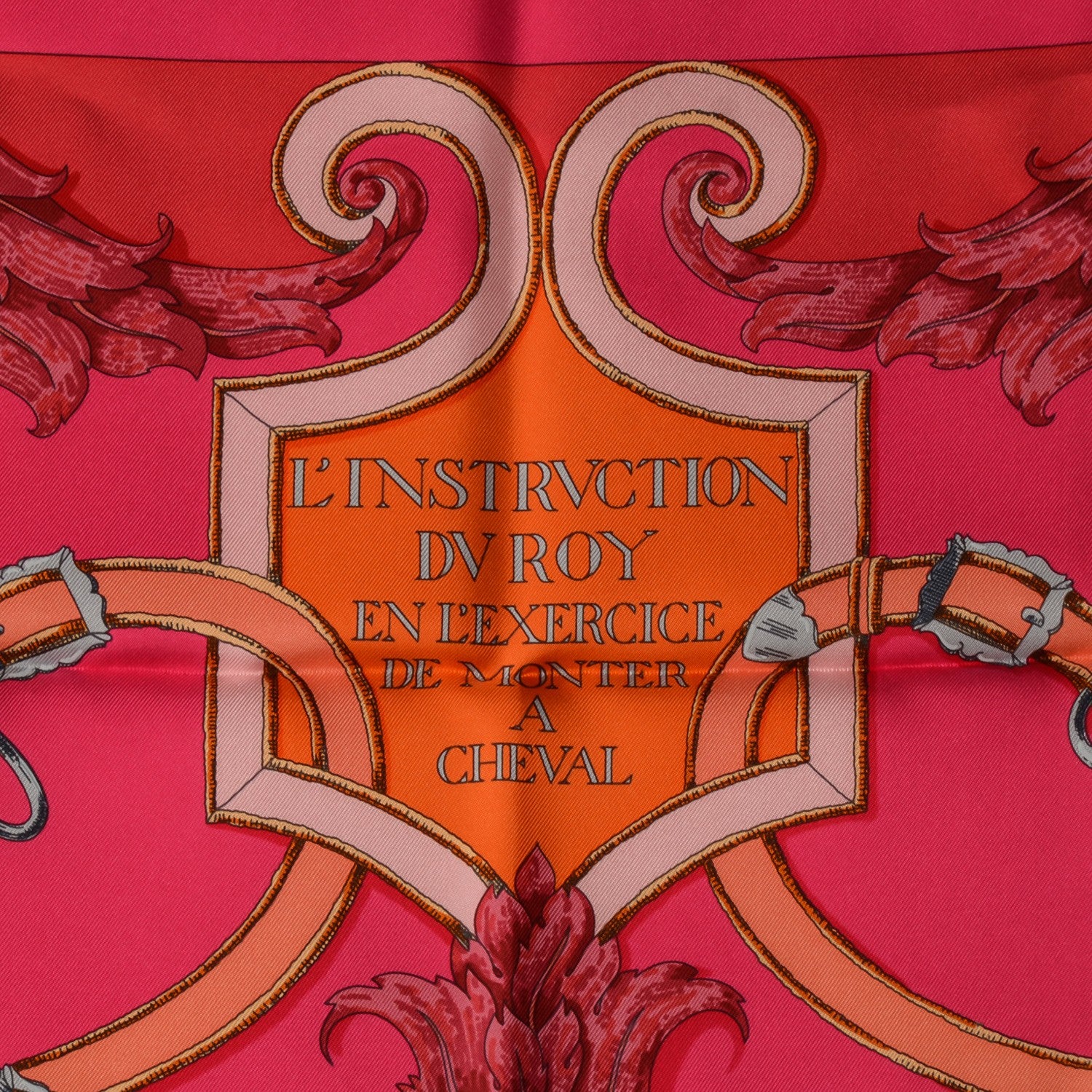 Hermes Silk L'Instruction Du Roy Scarf 90 Rose Indien Orange Gris 3 of 7