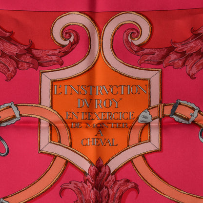 Hermes Silk L'Instruction Du Roy Scarf 90 Rose Indien Orange Gris 3 of 7