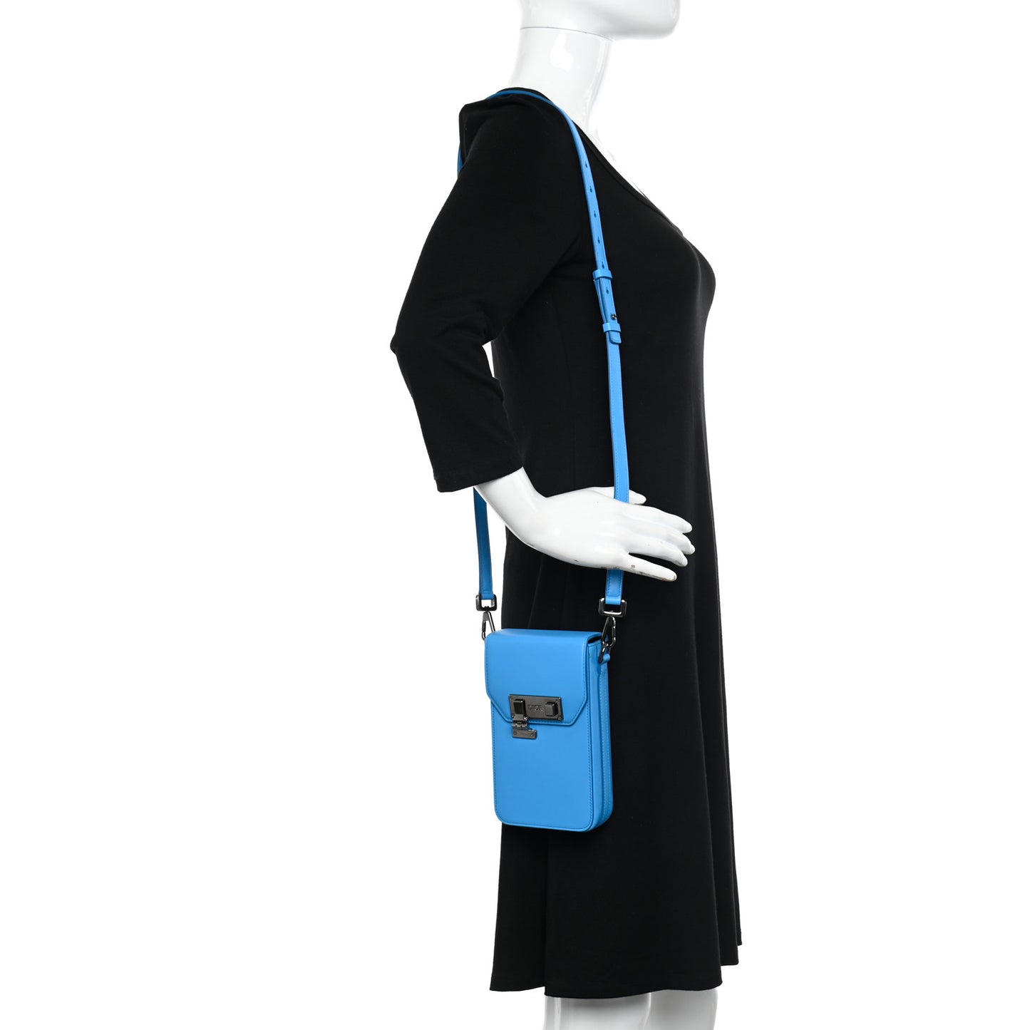 Smooth Calfskin Vertical Pouch Blue