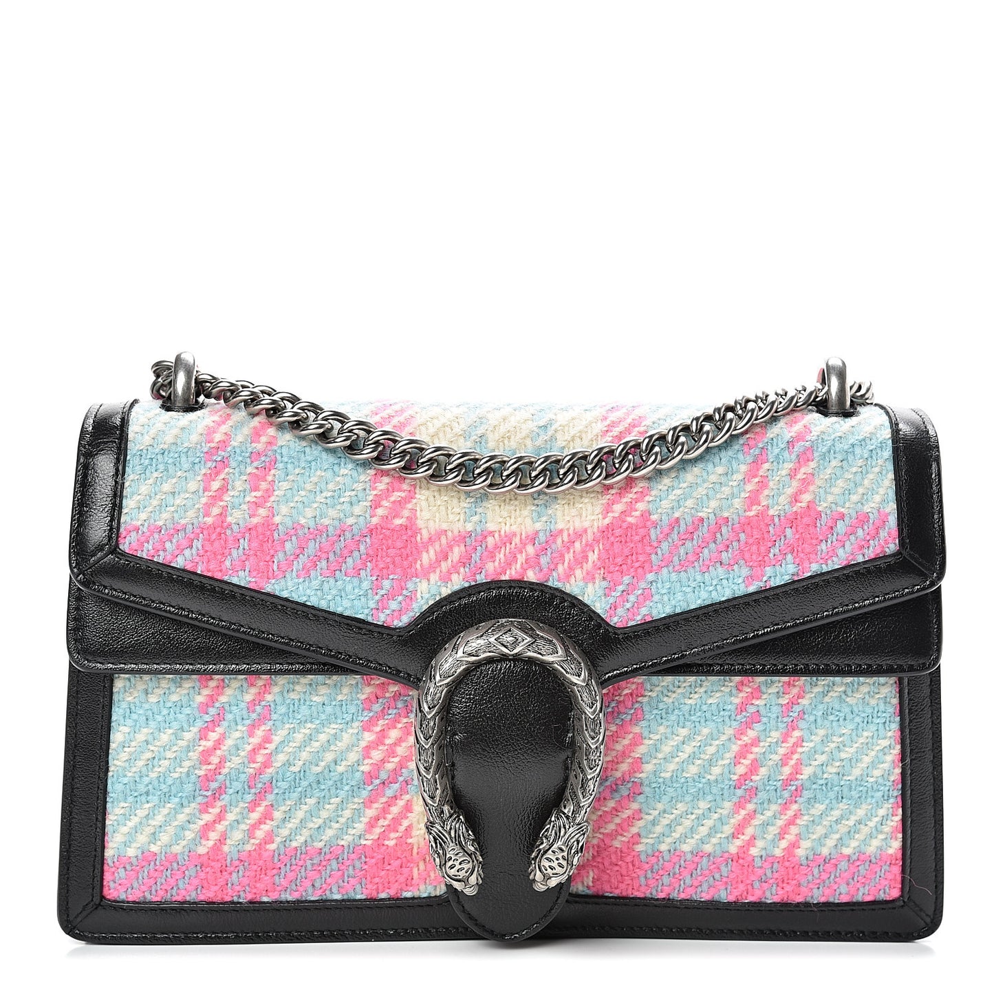 Tweed Azalea Calfskin Candy Madras Small Dionysus Shoulder Bag Blue Pink Black