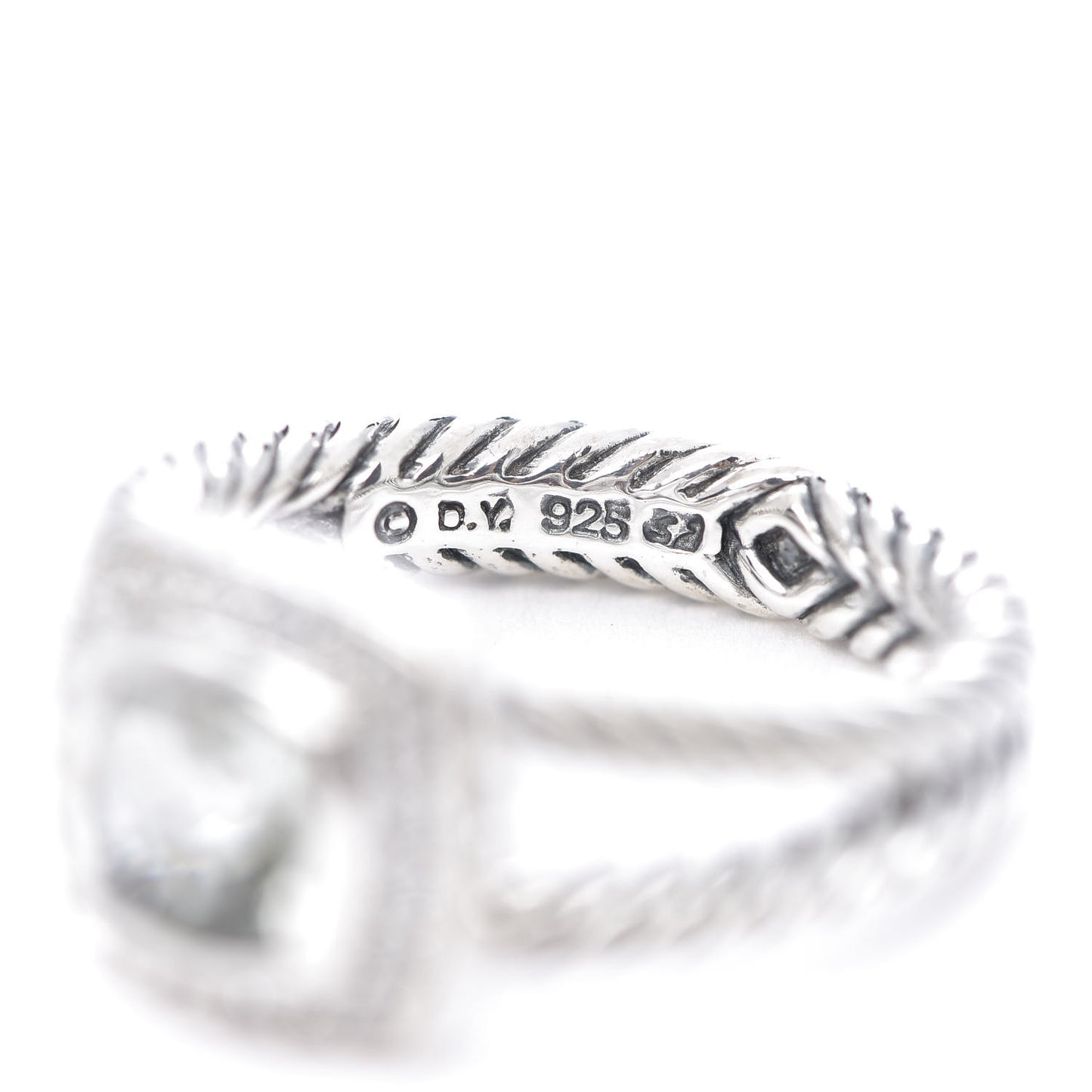 Sterling Silver Diamond Prasiolite 7mm Petite Albion Ring 54 7